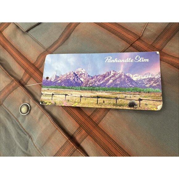 Panhandle Slim Western Shirt Womens 2X tan Plaid Pearl Snap Long Sleeve NEW - Picture 4 of 10